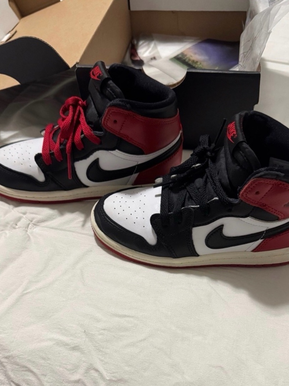 Jordan Kids Black, White & Red High-Top Sneakers